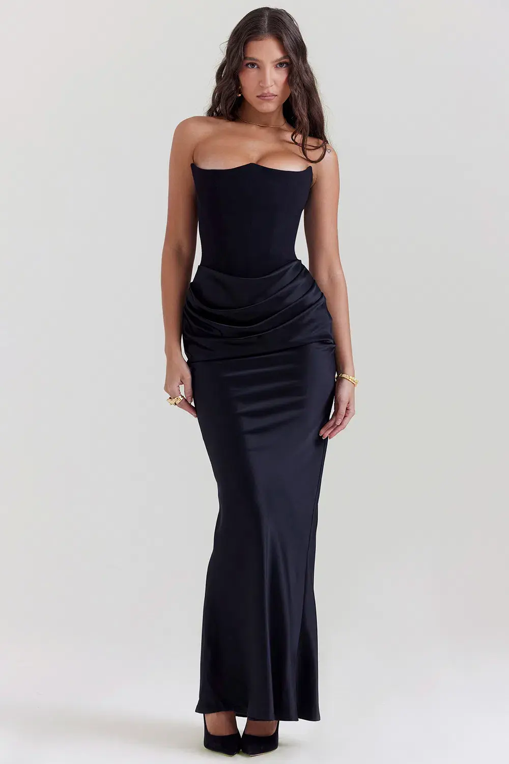 House Of CB Persephone Strapless Corset Dress Black Size AU 6  - Image 1