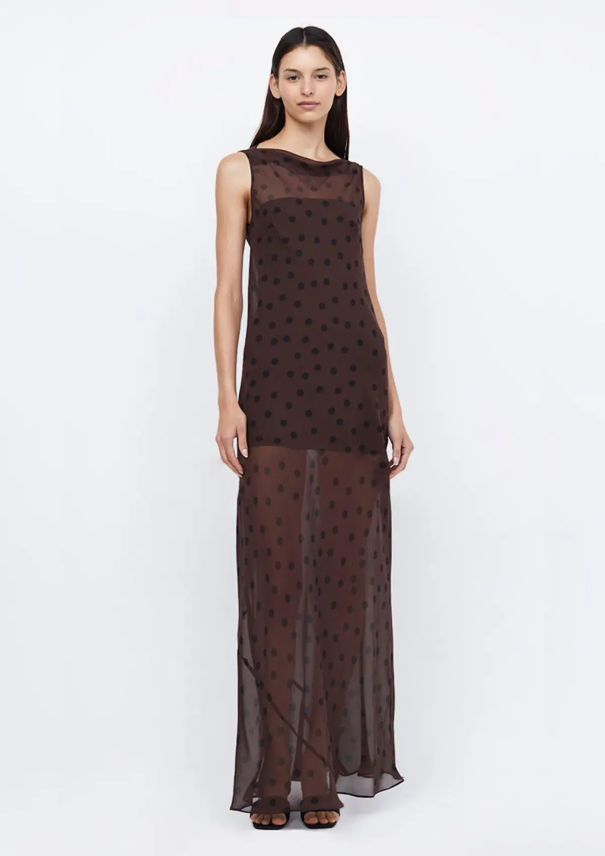 Bec & Bridge Turner Boatneck Sheer Maxi Dress Brown Size AU 10  - Image 1