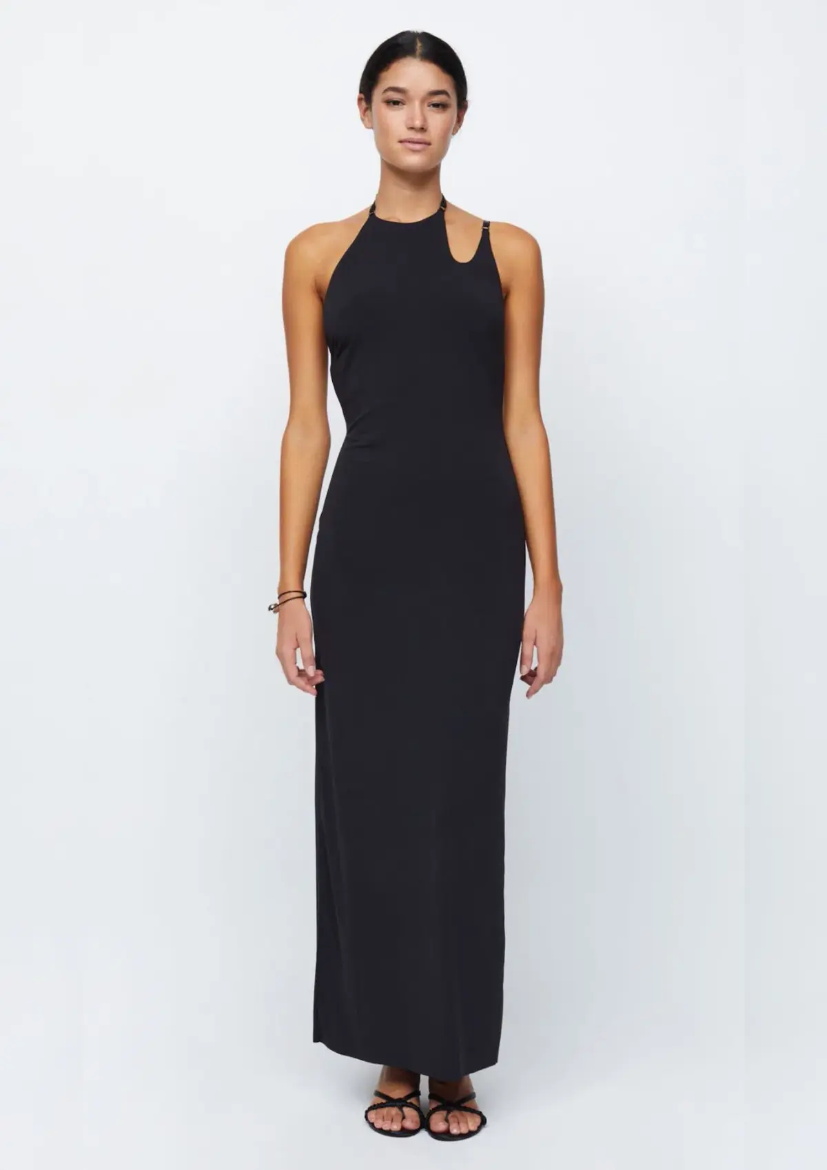 Bec & Bridge Zadie Asym Maxi Cut Out Strap Halter Open Back Dress Black Size AU 6 - Image 1