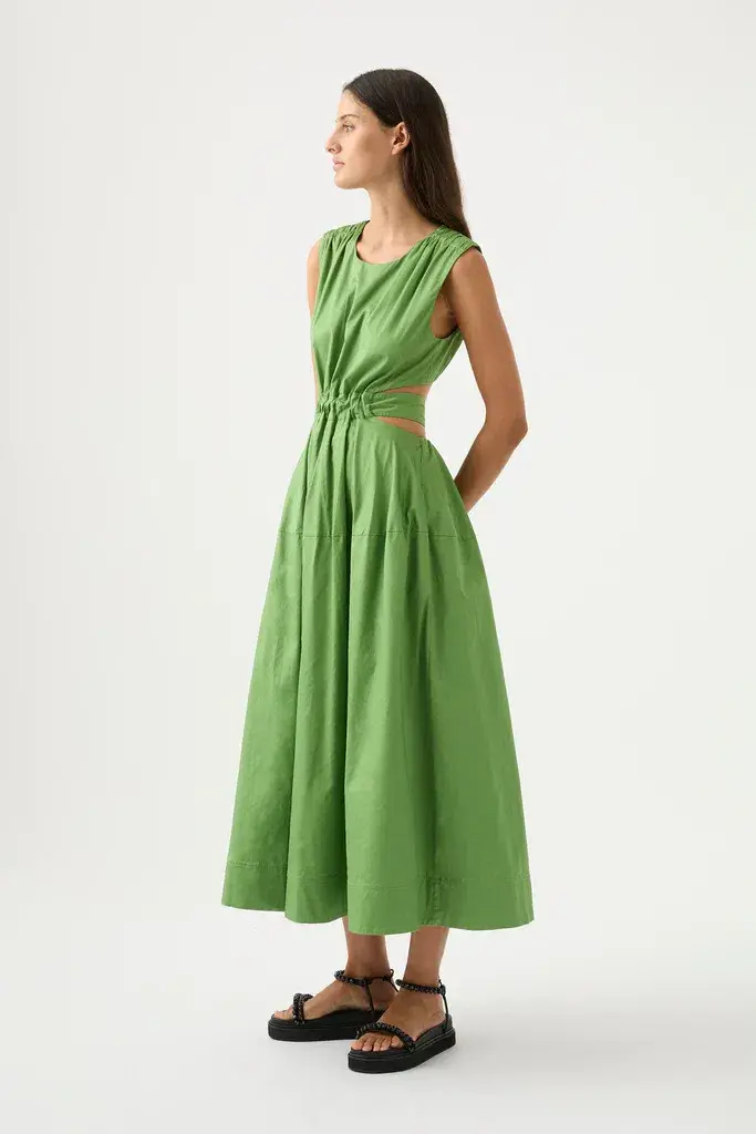Aje Zorina Tie Cutout Midi Dress Sleeveless Fern Green Size AU 12 - Image 3