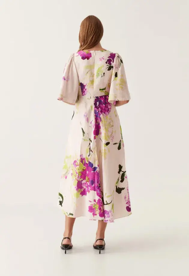 Aje Gilda Bell Sleeve Midi Dress in Wild Hydrangea Size AU 10 - Image 3