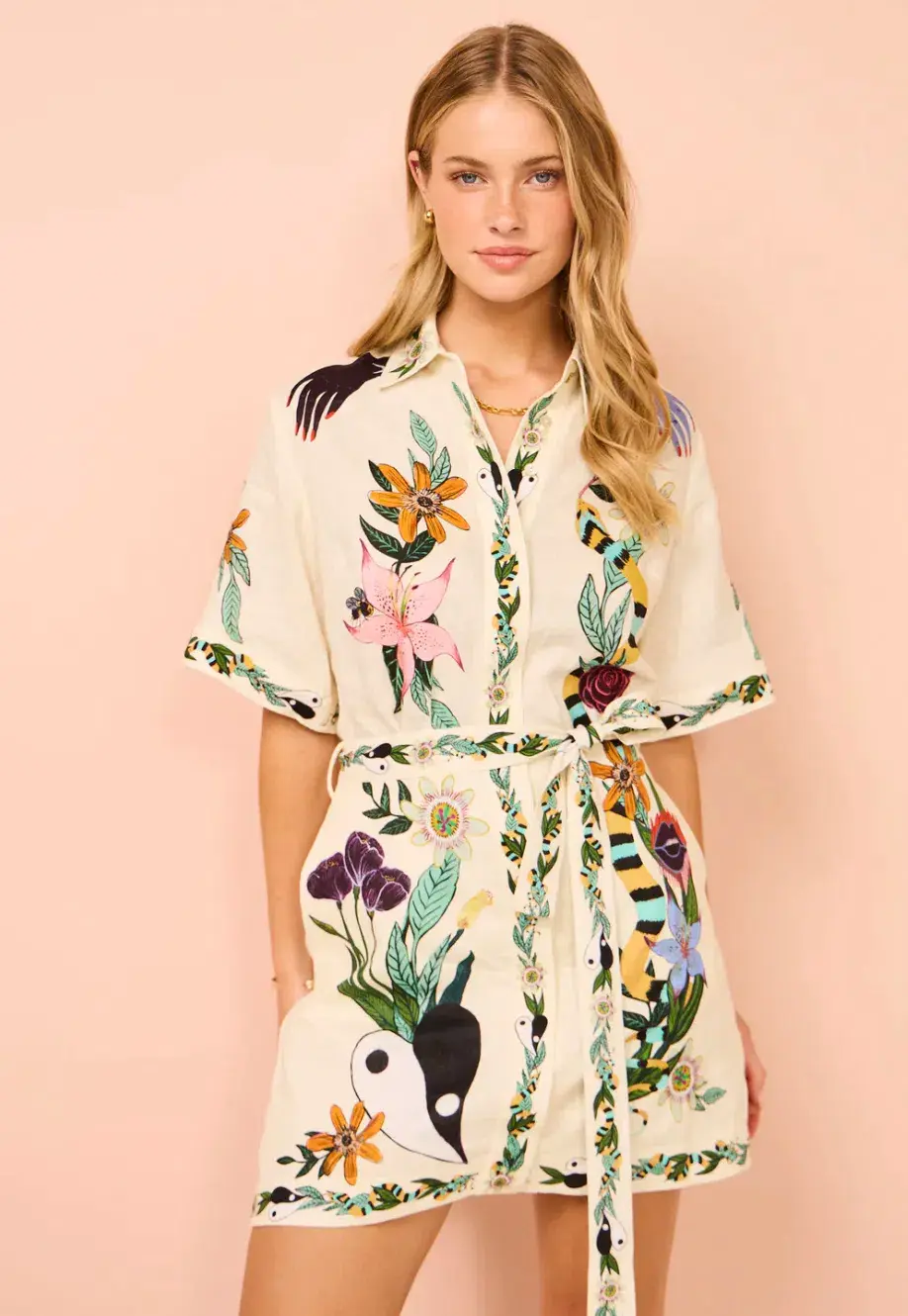 Alemais Meagan Mini Shirt Dress Multi Size AU 12 - Image 2