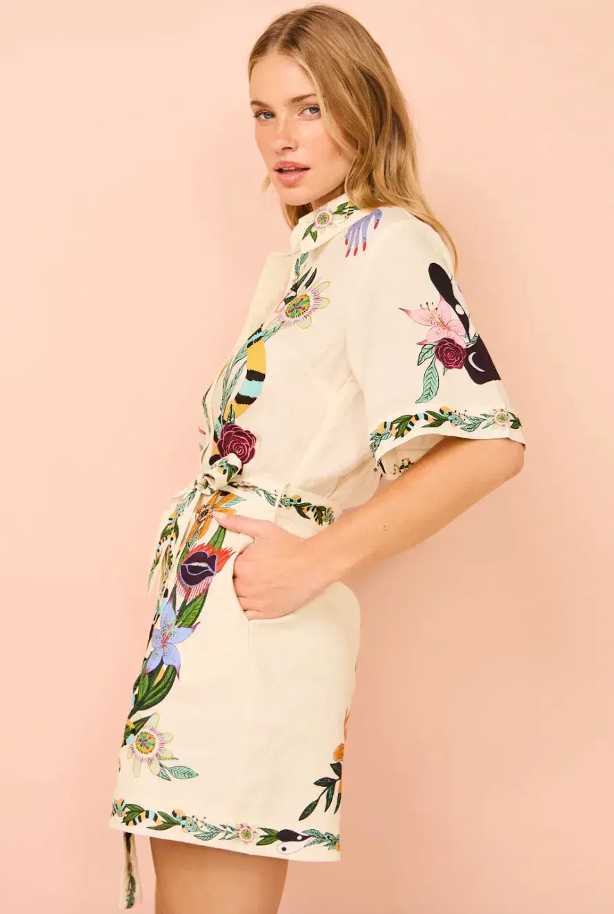 Alemais Meagan Mini Shirt Dress Multi Size AU 12 - Image 3