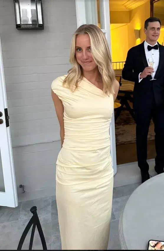 Sir the Label Giacomo Gathered One Shoulder Gown Dress in Yellow Butter Size 0 / AU 6 - Image 3