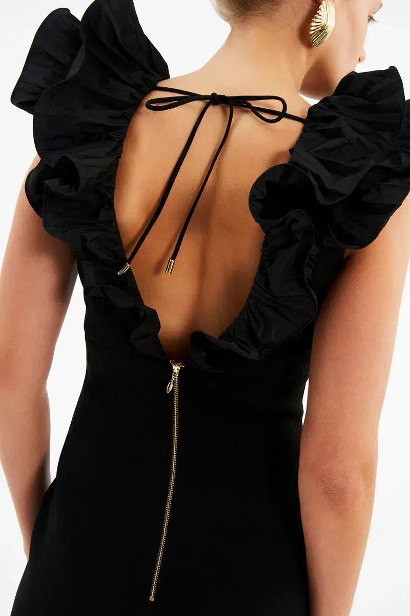 Rebecca Valance Chloe Midi Dress in Black Size AU 8 - Image 4