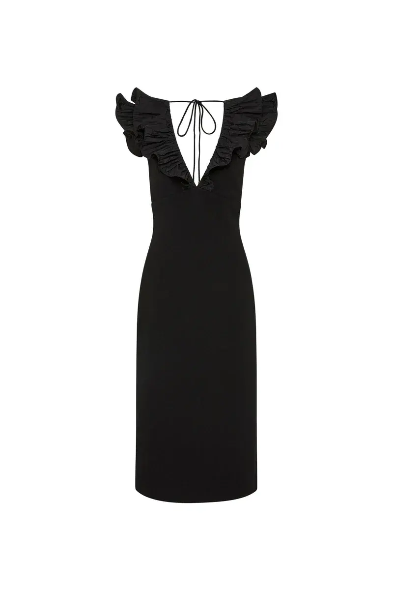 Rebecca Valance Chloe Midi Dress in Black Size AU 8 for rent on The Volte - main image
