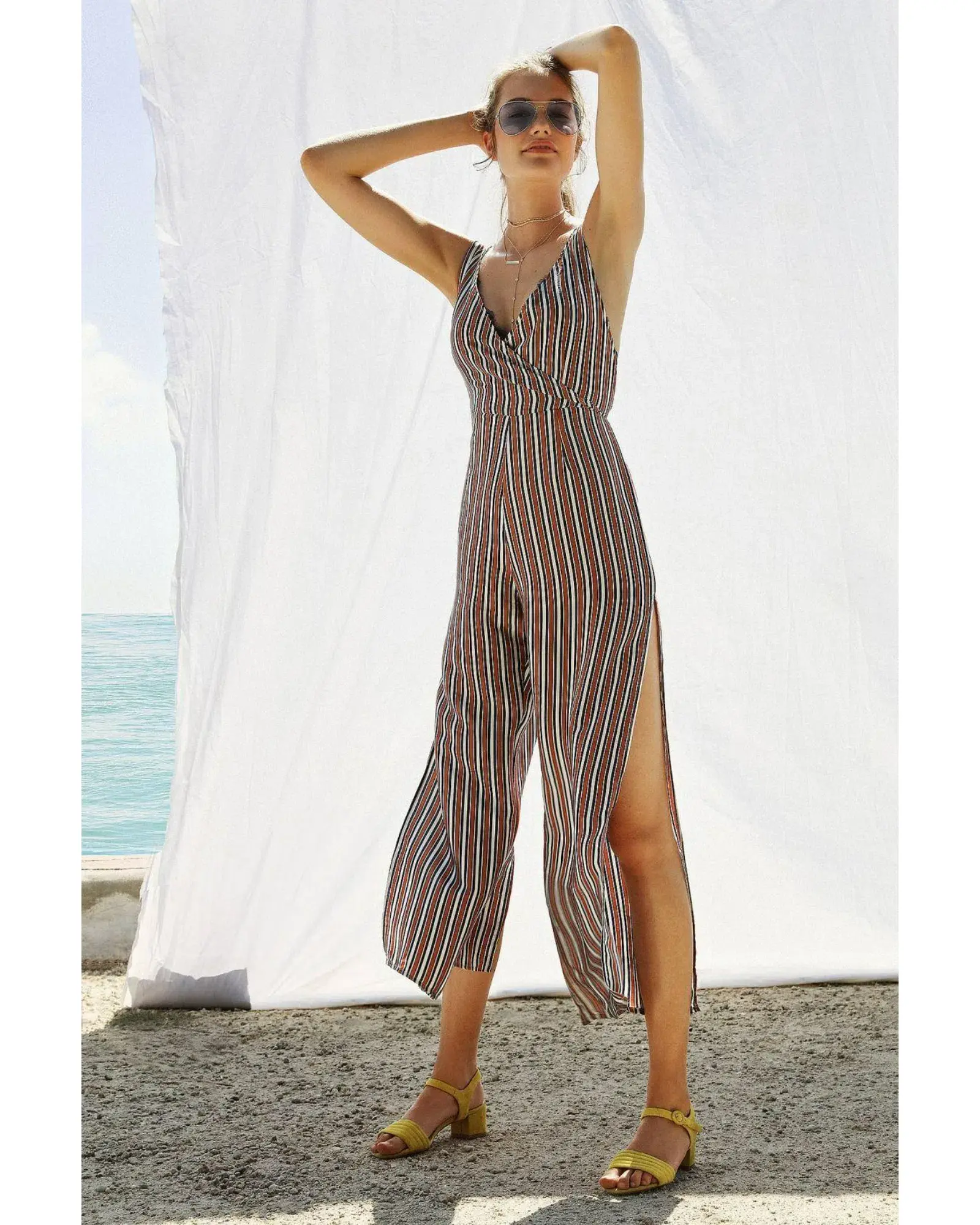 Sir the Label Zoe Jumpsuit Stripe Print Size AU 12 - Image 4