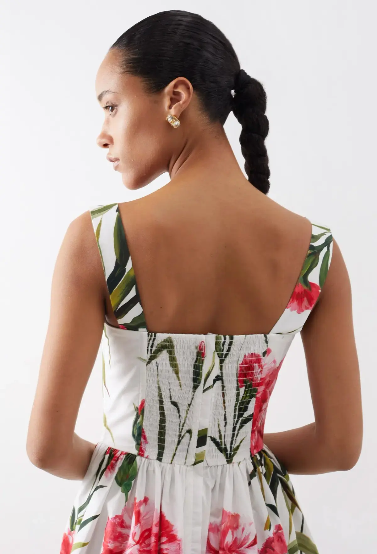Dolce & Gabbana Short Carnation Print Poplin Dress Size AU 12 - Image 5