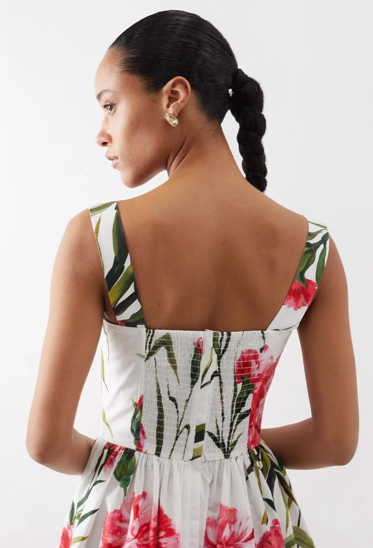 Dolce & Gabbana Short Carnation Print Poplin Dress Size AU 12 - Image 5
