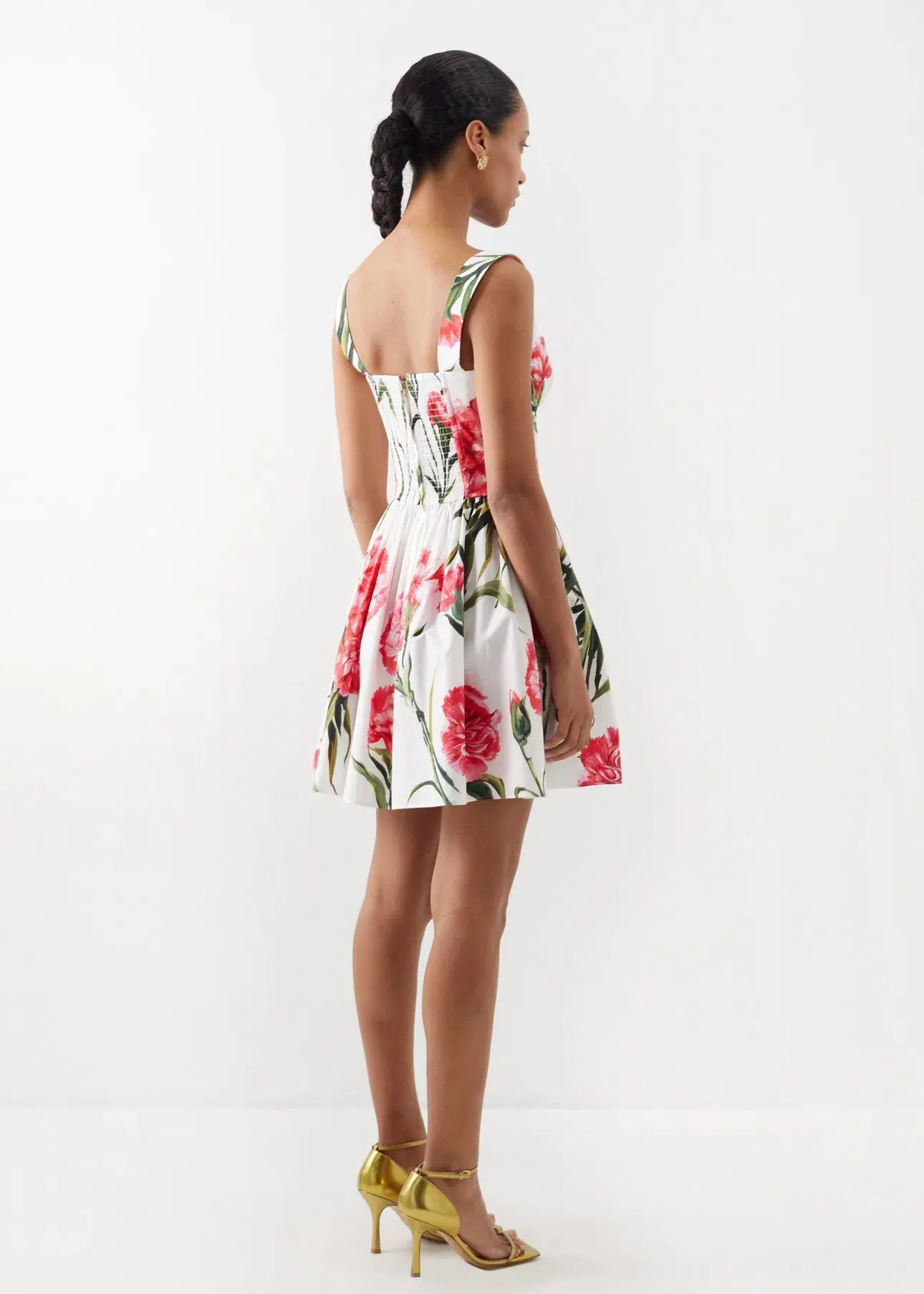 Dolce & Gabbana Short Carnation Print Poplin Dress Size AU 12 - Image 3