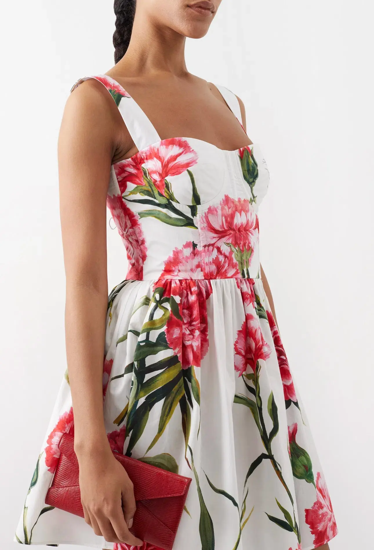 Dolce & Gabbana Short Carnation Print Poplin Dress Size AU 12 - Image 4