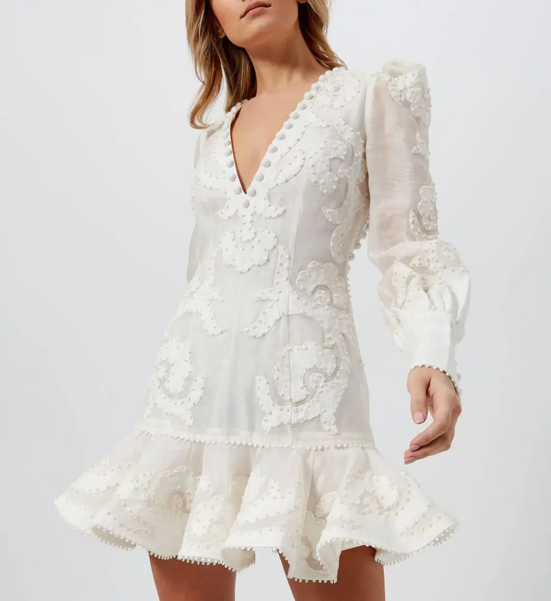 Zimmermann Sunny Appliqué Flip Dress White Size 8 for rent on The Volte - main image