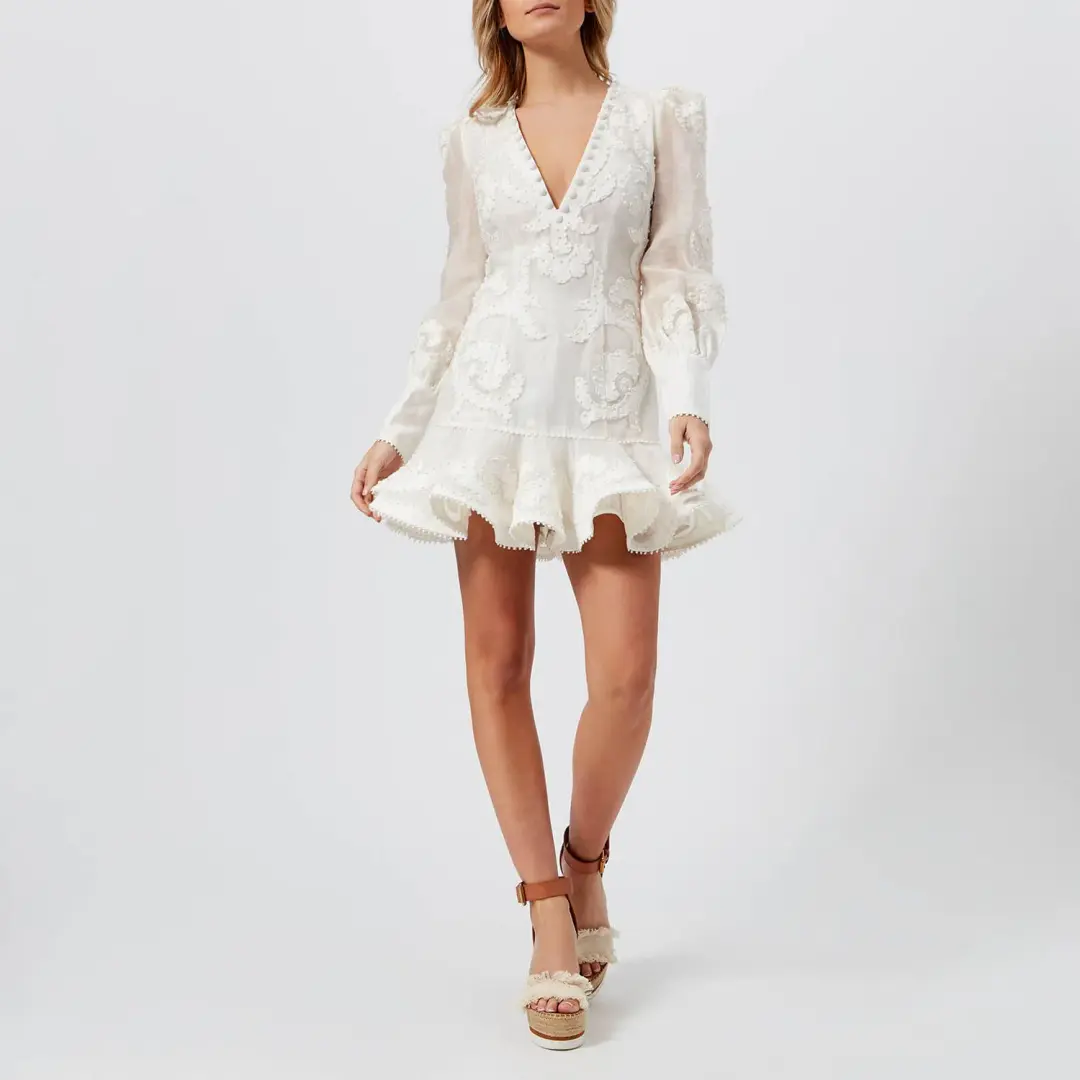 Zimmermann Sunny Appliqué Flip Dress White Size 8 for rent on The Volte - main image