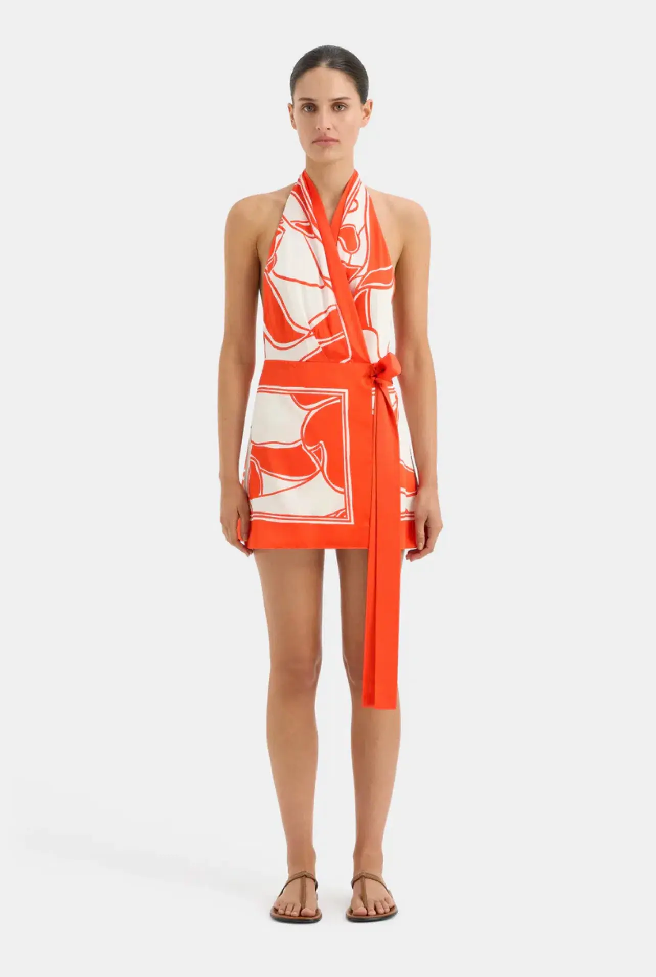 Sir The Label Ramona Halter Mini Dress Orange Pint Size 8 - Image 1
