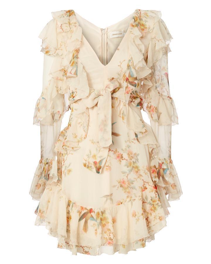 Zimmermann Folly Flutter Mini Dress Cream Floral Size 8 - Image 4