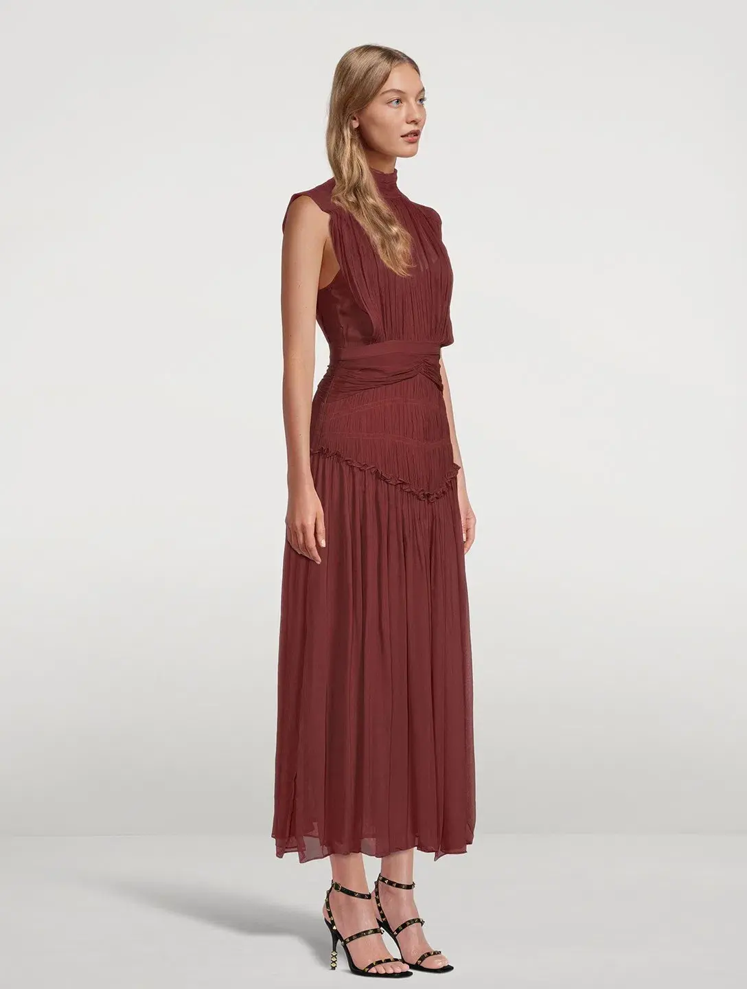 Shona Joy Midi Dress Burgundy Red - Image 2