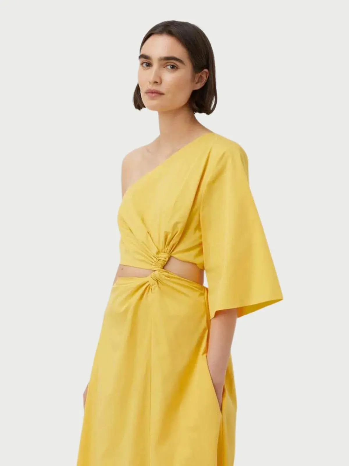 Camilla & Marc Wally One Shoulder Cut Out Maxi Dress in Yellow Size 10 - Image 3