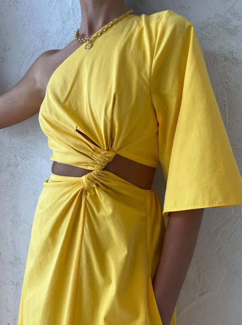 Camilla & Marc Wally One Shoulder Cut Out Maxi Dress in Yellow Size 10 - Image 6