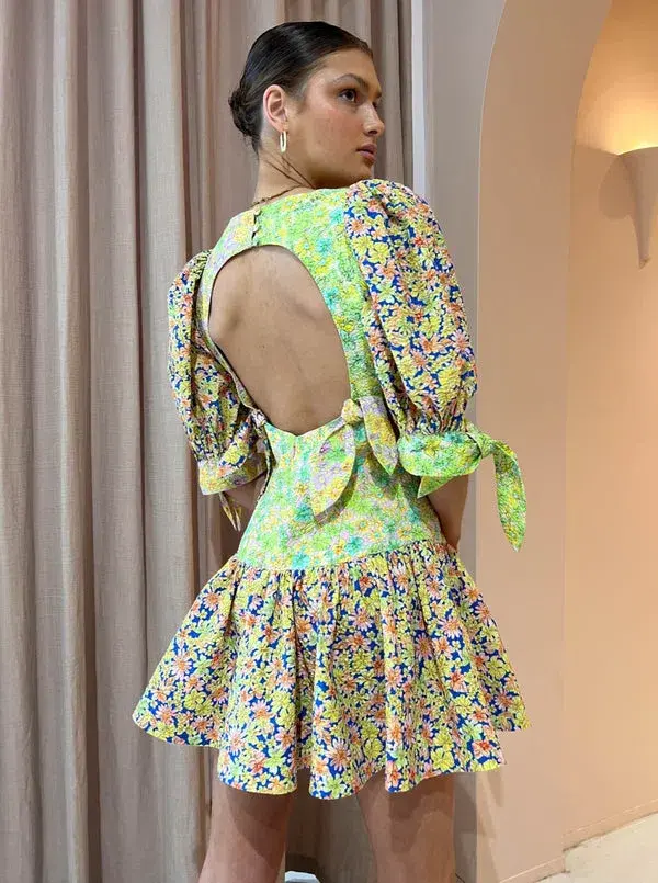 Alemais Daisy Spliced Mini Dress Multi Floral Size 10 - Image 3