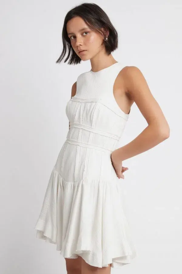 Aje Tidal Corset Mini Dress Ivory Size 10  - Image 2