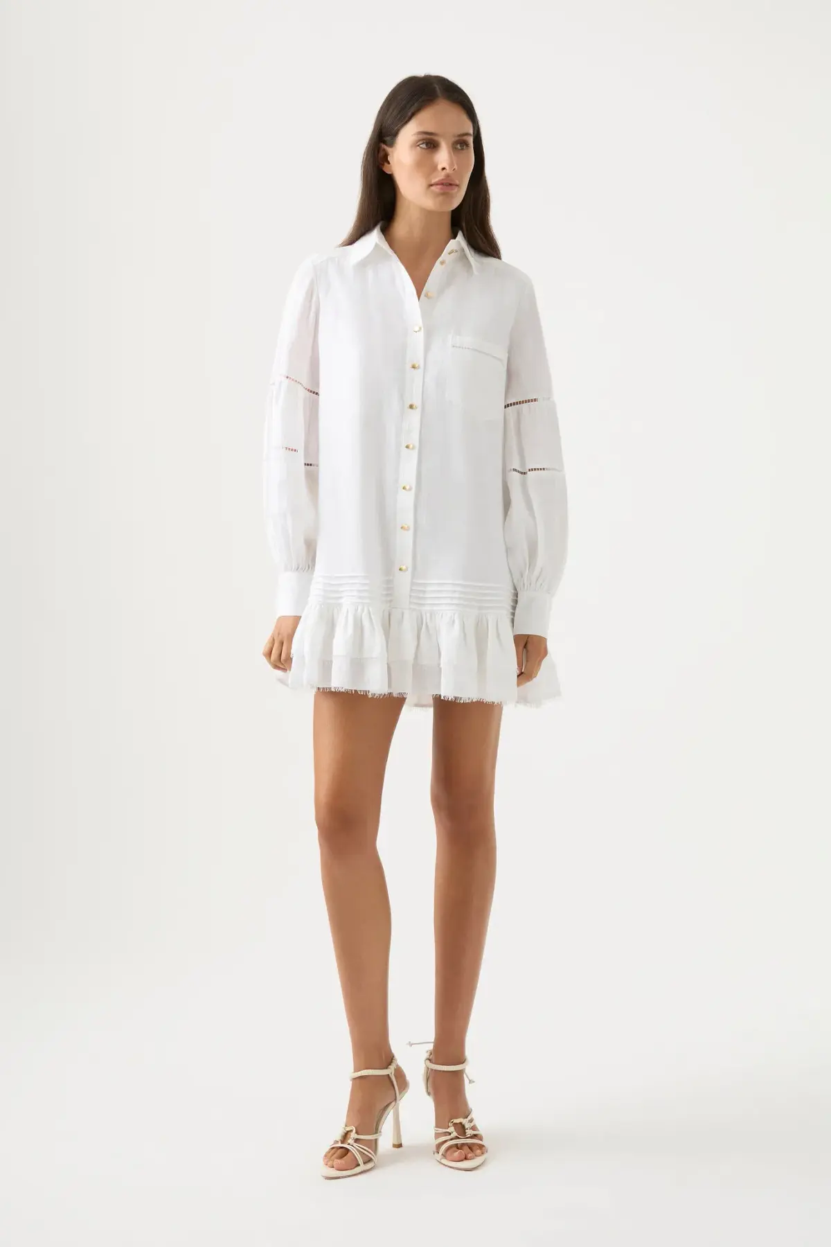 Aje Lotus Shirt Dress White Size 8 - Image 1