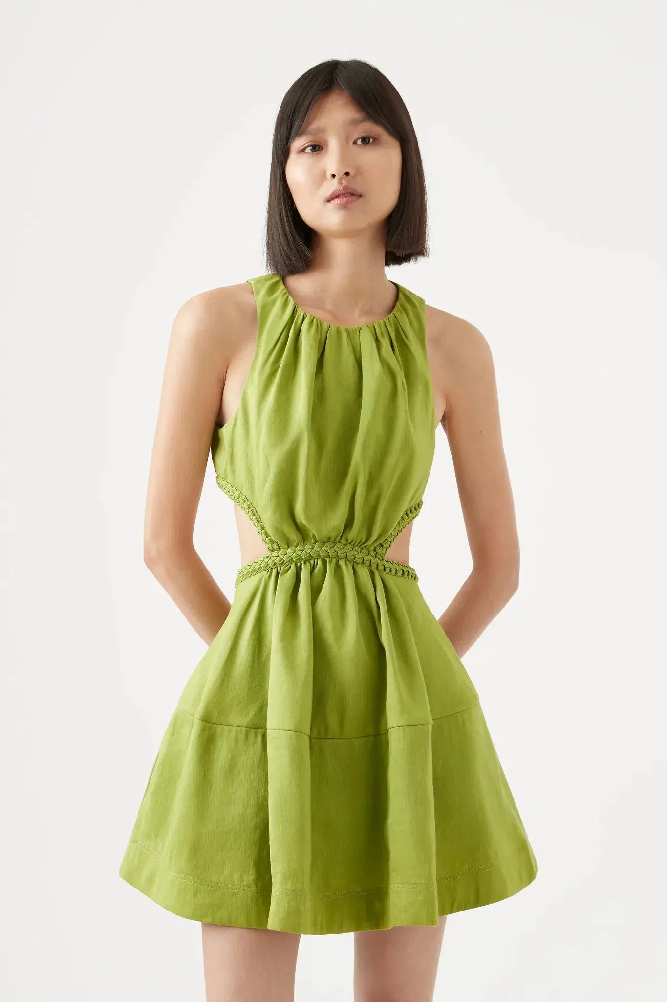 Aje Voyage Braided Cut Out Mini Dress Green Size AU 10 - Image 2
