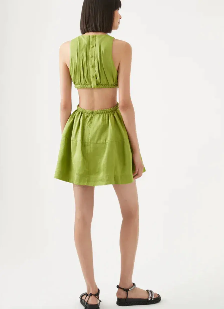 Aje Voyage Braided Cut Out Mini Dress Green Size AU 10 - Image 4