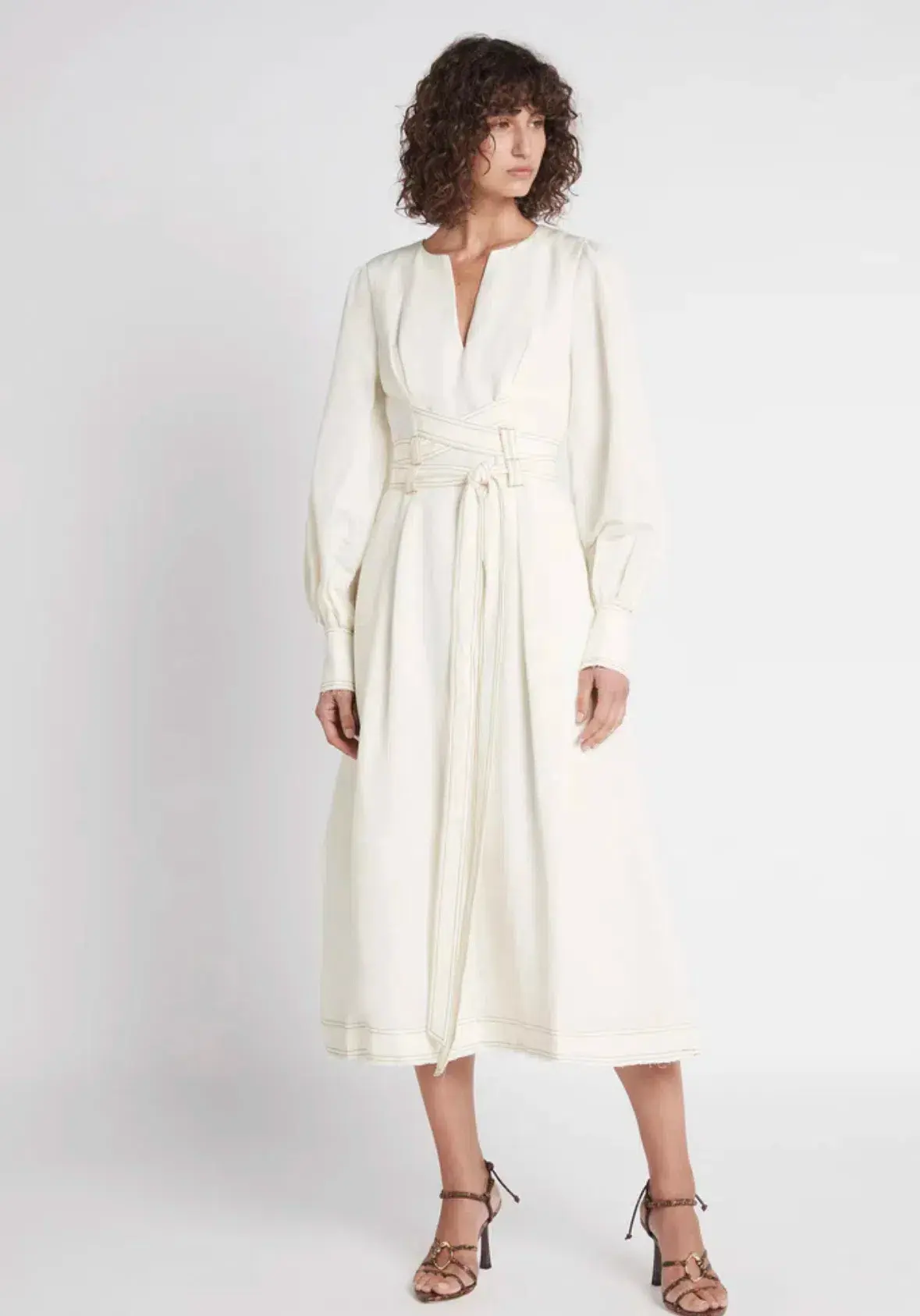 Aje Radiance Belted Midi Dress in Ivory Size XS / AU 6 - Image 1