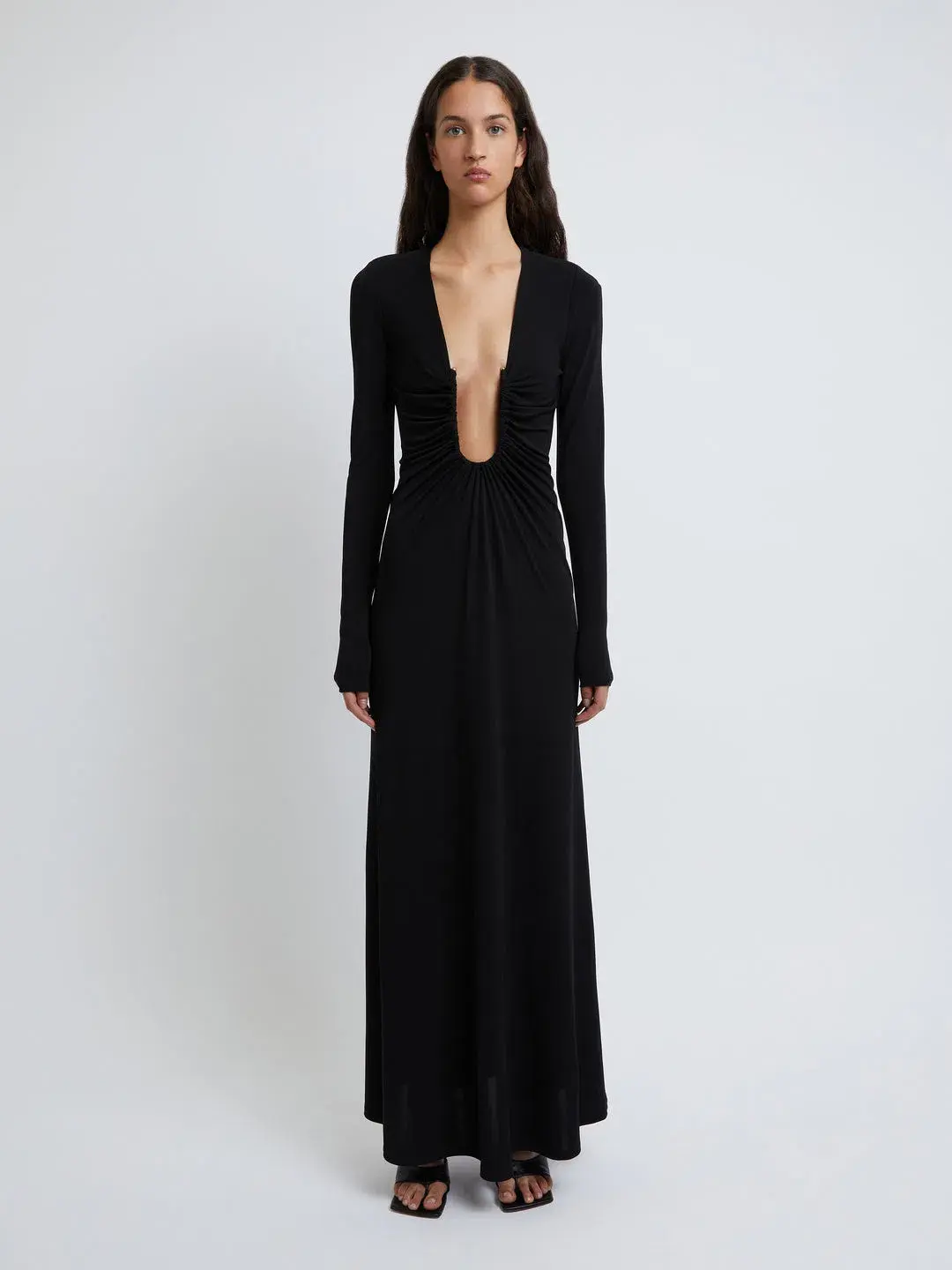 Christopher Esber Arced Palm Long Sleeve Dress Black Size 6 - Image 1