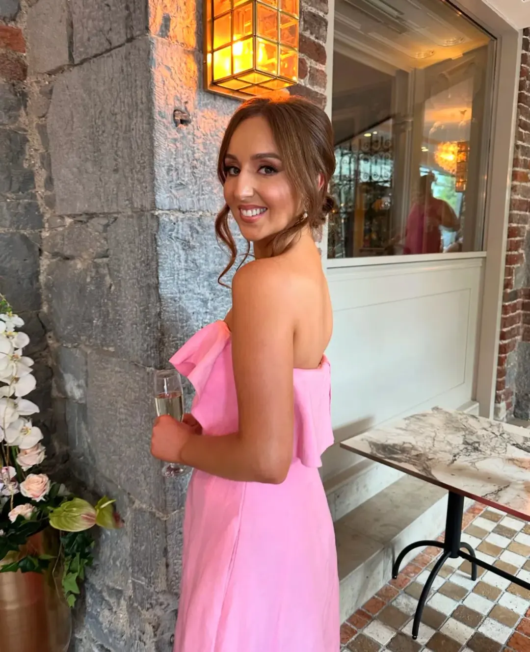 Aje Shallows Strapless Gown in Pink Size 8 for rent on The Volte - main image