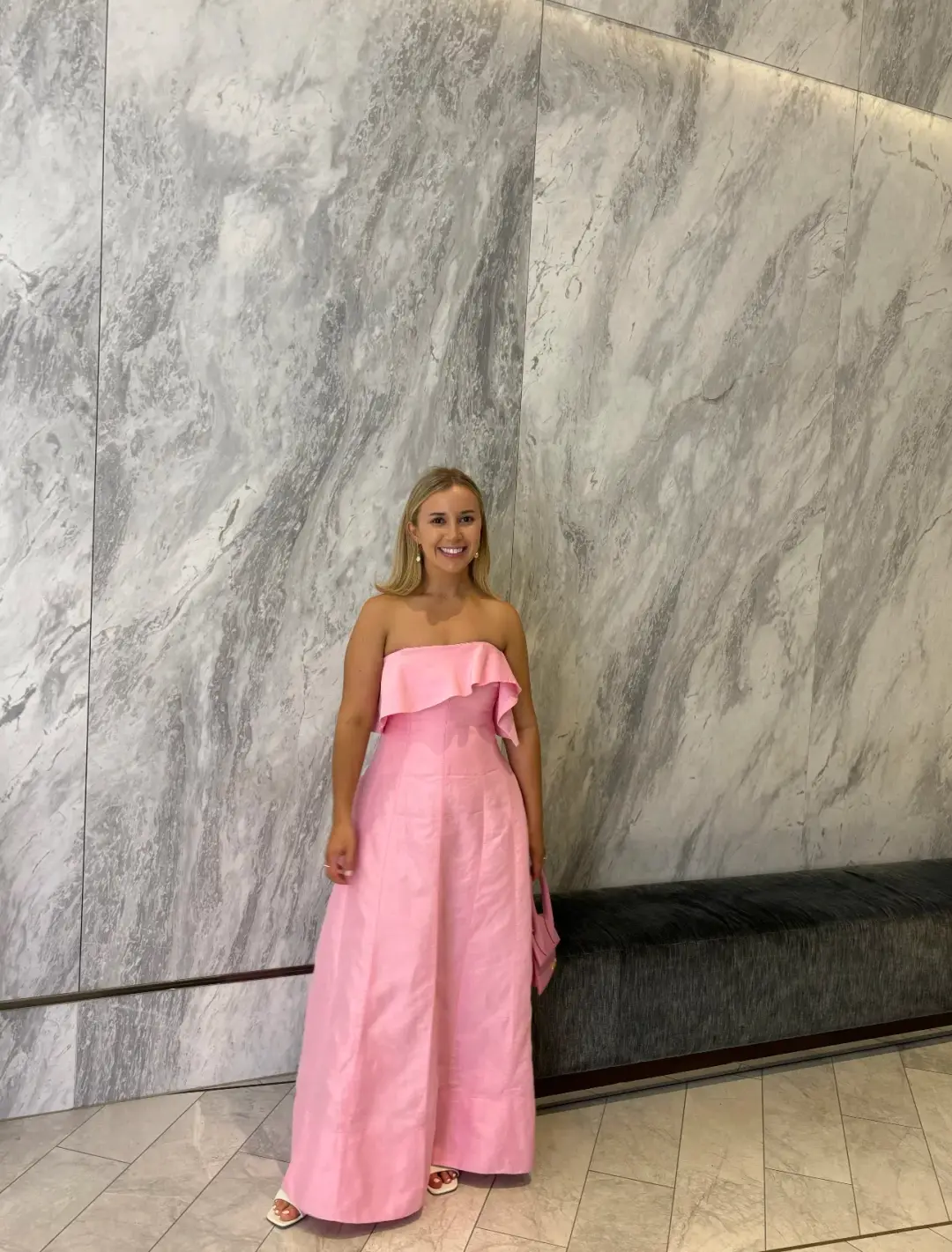 Aje Shallows Strapless Gown in Pink Size 8 for rent on The Volte - main image