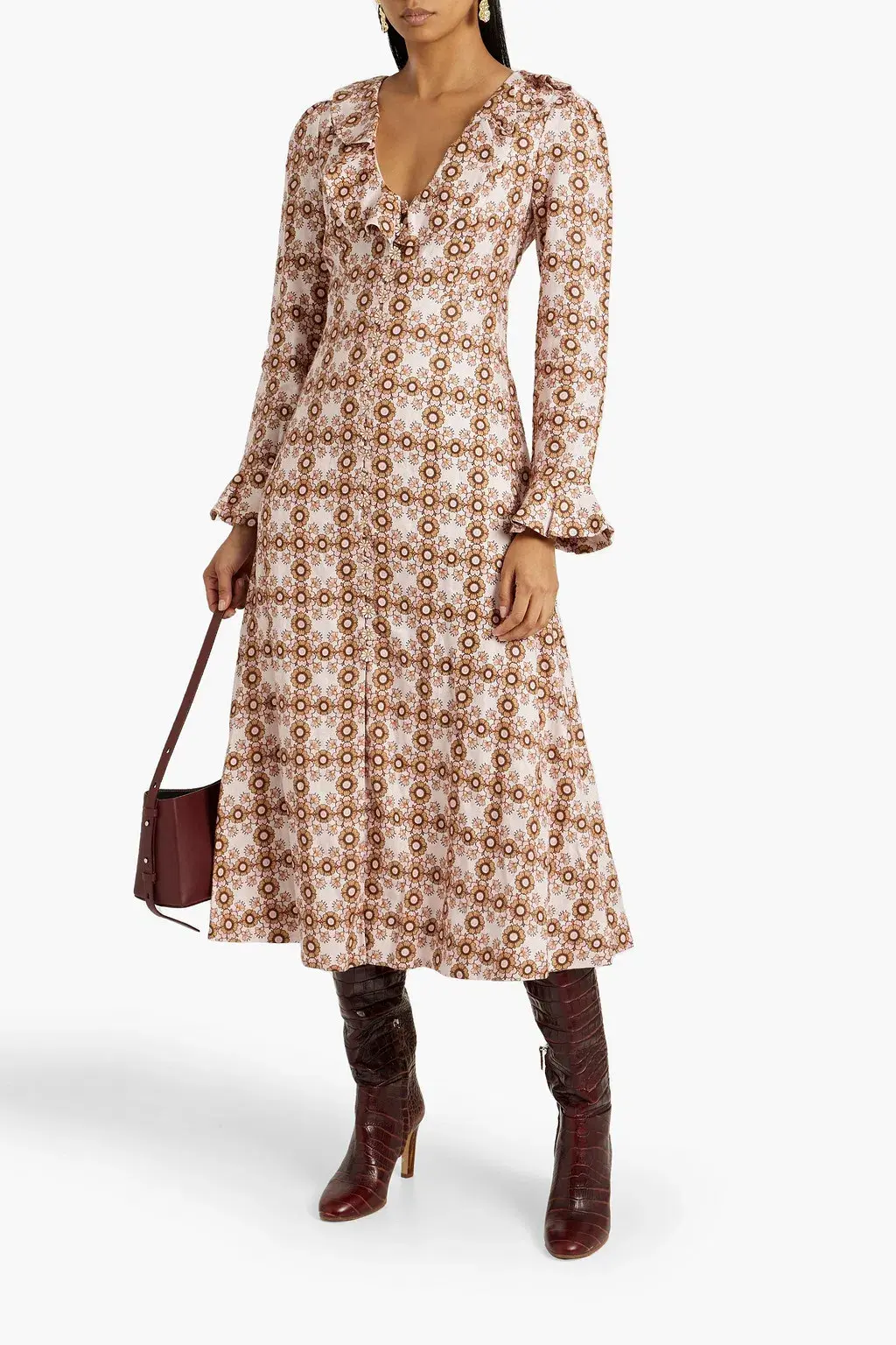 Zimmermann Daisy Midi Dress Floral Print Size 0 / AU 8  - Image 1