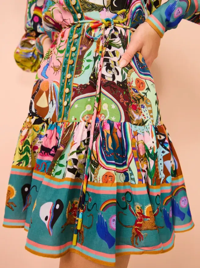 Alemais Evergreen Mini Dress Multi Size AU 8 - Image 8