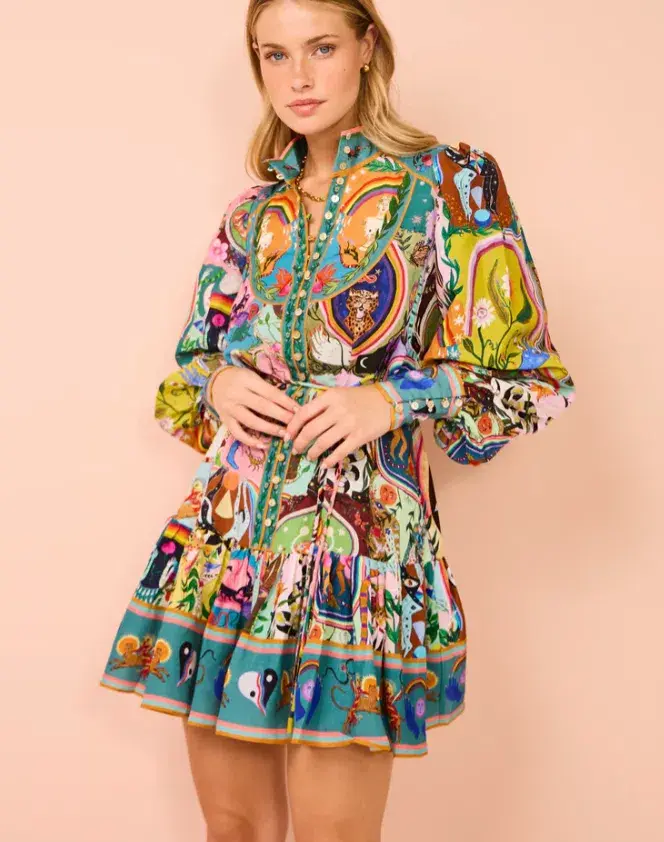 Alemais Evergreen Mini Dress Multi Size AU 8 - Image 3