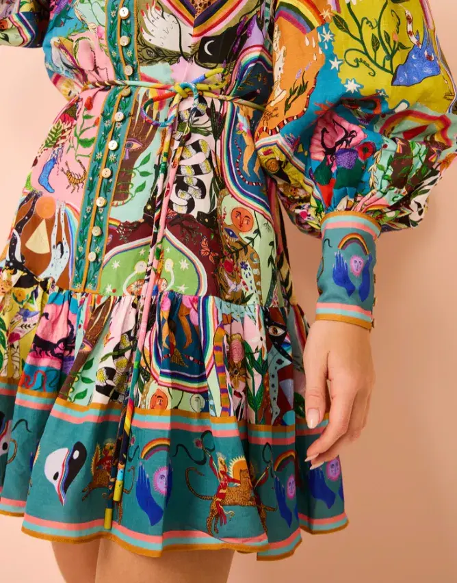 Alemais Evergreen Mini Dress Multi Size AU 8 - Image 9