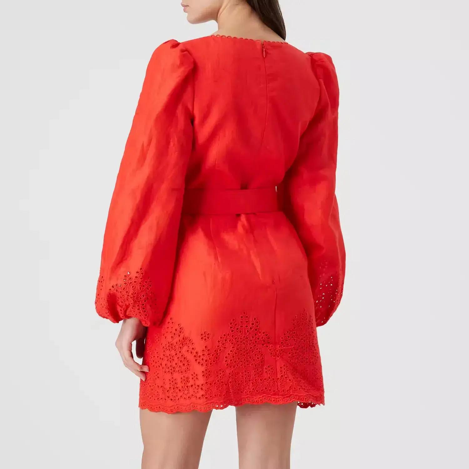 Rebecca Vallance Portia Long Sleeve Mini Dress Red Size AU 4 - Image 3