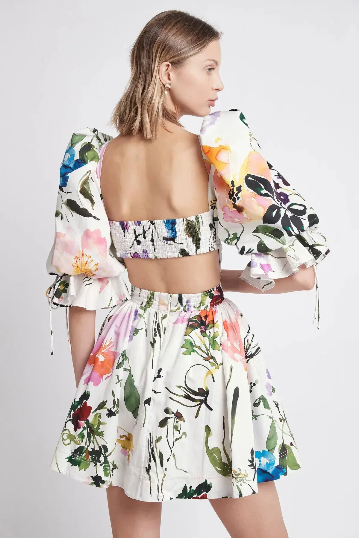 Aje Drift Puff Sleeve Mini Dress Botanic Floral Size AU 4 - Image 4