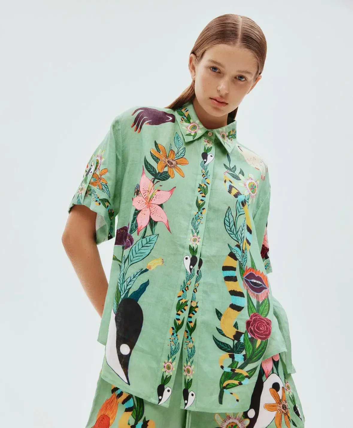 Alemais Meagan Linen Shorts And Shirt Set Print Size AU 16 - Image 3