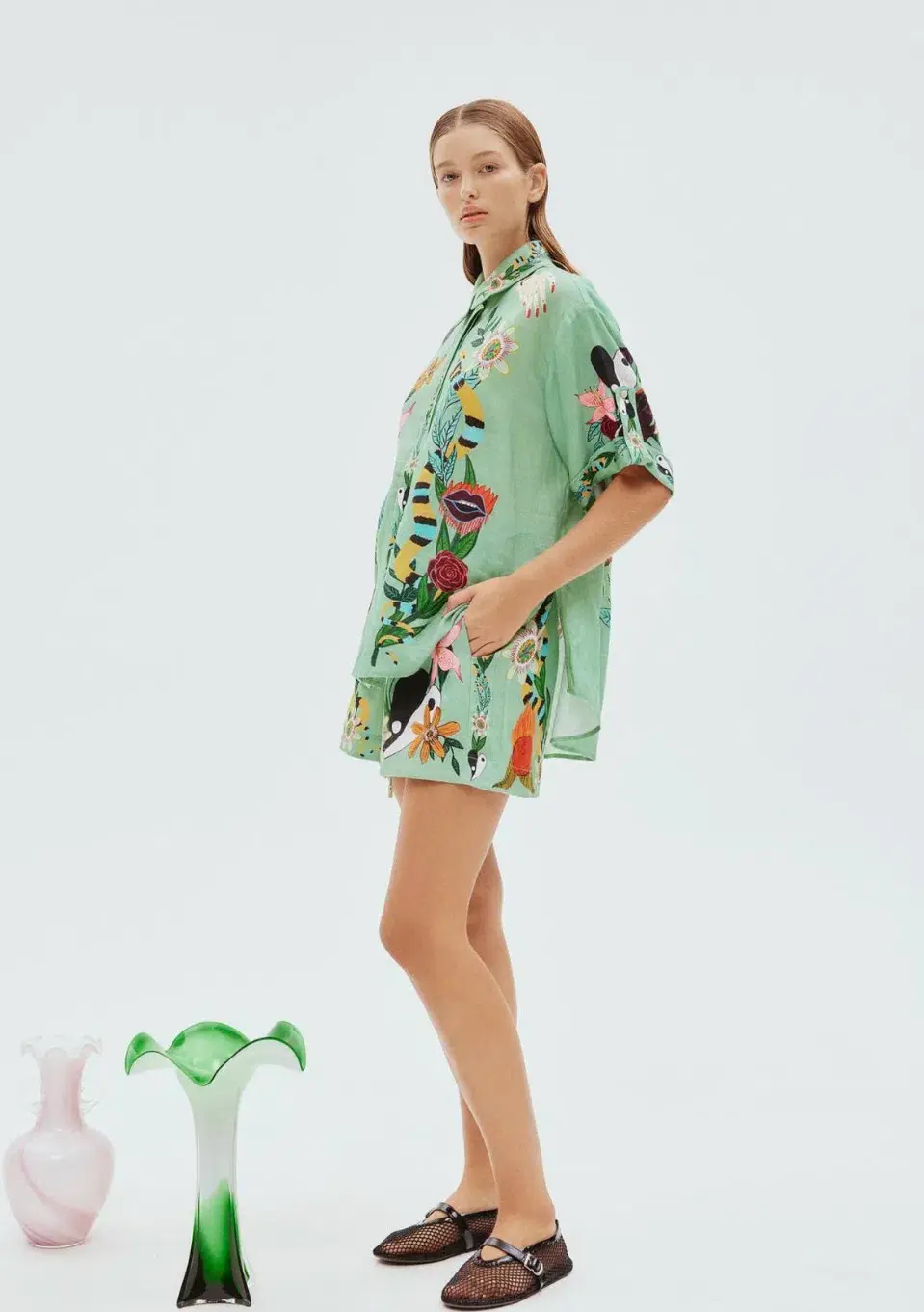 Alemais Meagan Linen Shorts And Shirt Set Print Size AU 16 - Image 4