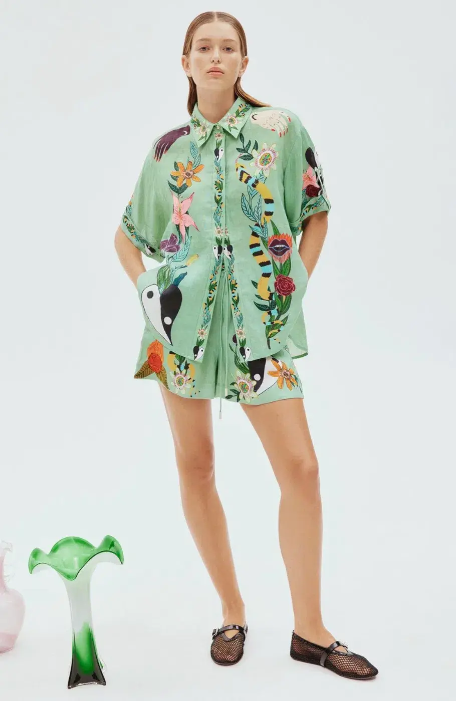 Alemais Meagan Linen Shorts And Shirt Set Print Size AU 16 - Image 1