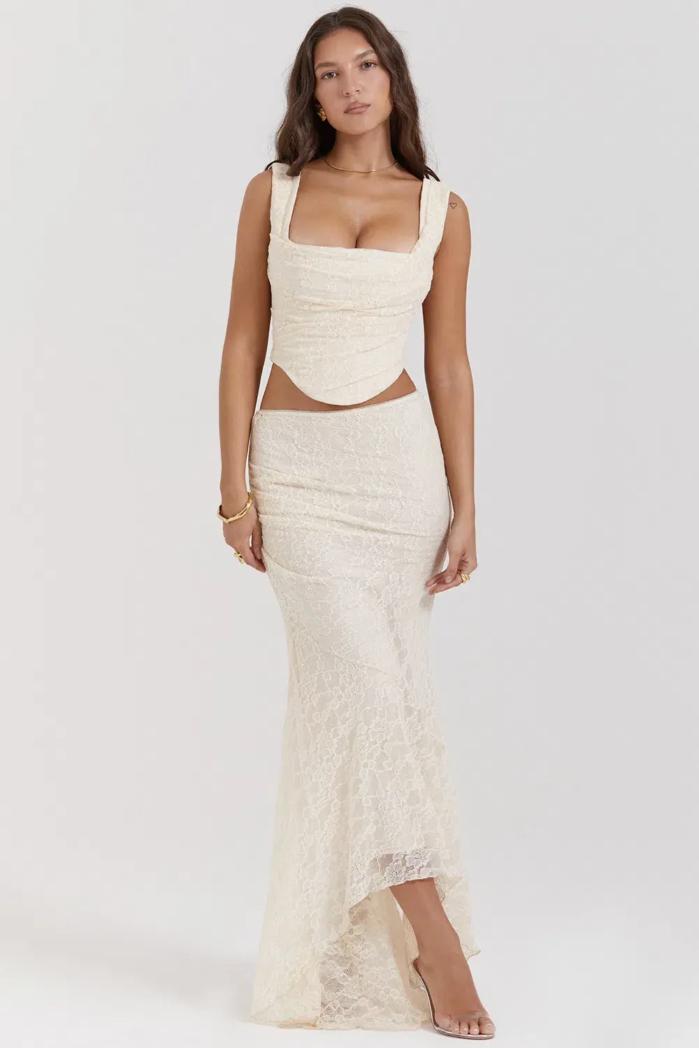 House Of CB Una Corset and Therese Vintage Lace Skirt Set Cream Size M / AU 10 - Image 1