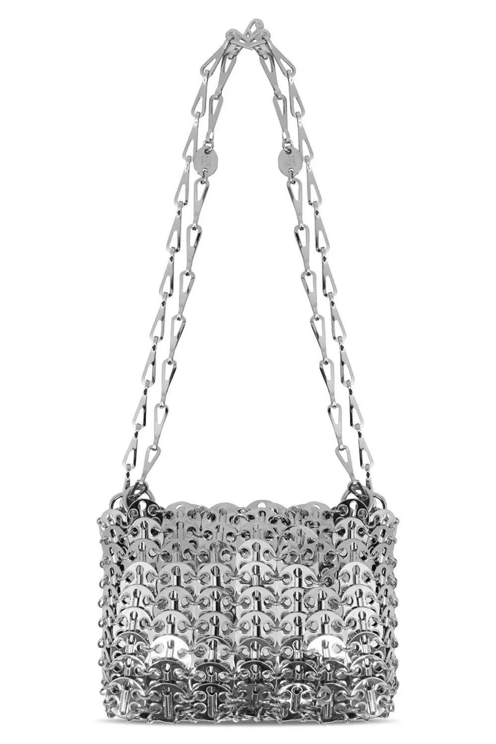 Paco Robanne Inspired Disc Bag Silver Metal for rent on The Volte - main image