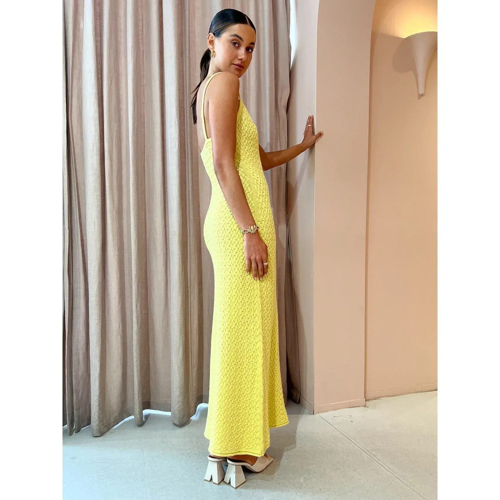 Bec & Bridge Effie Knit Key Maxi Dress in Yellow Size L / AU 12 - Image 2