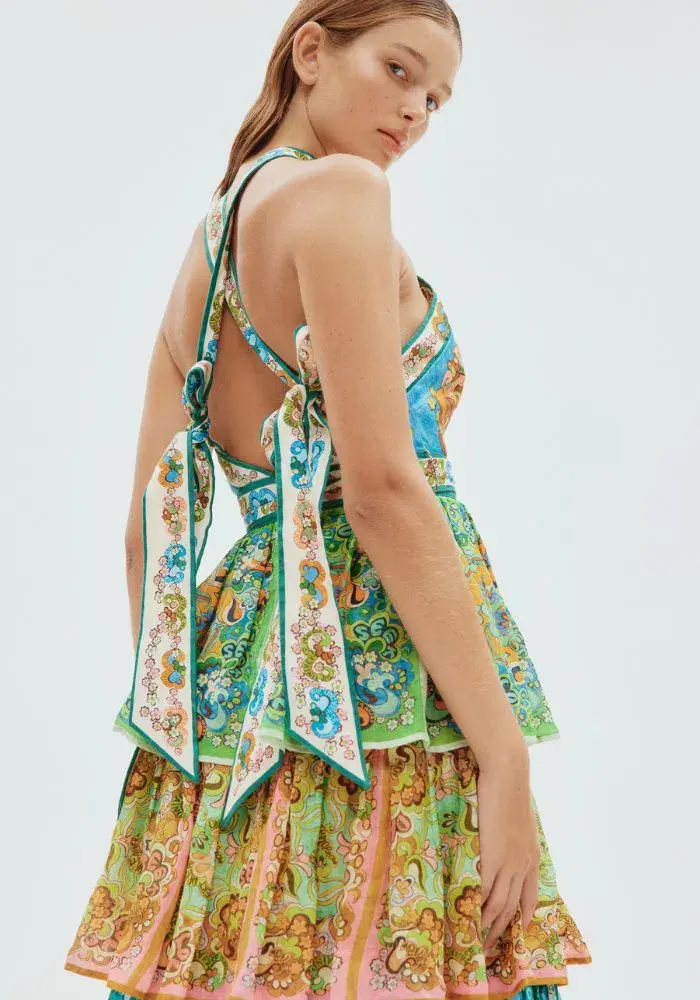 Alemais Dreamer Halter Tier Dress Multi Size 8 - Image 2