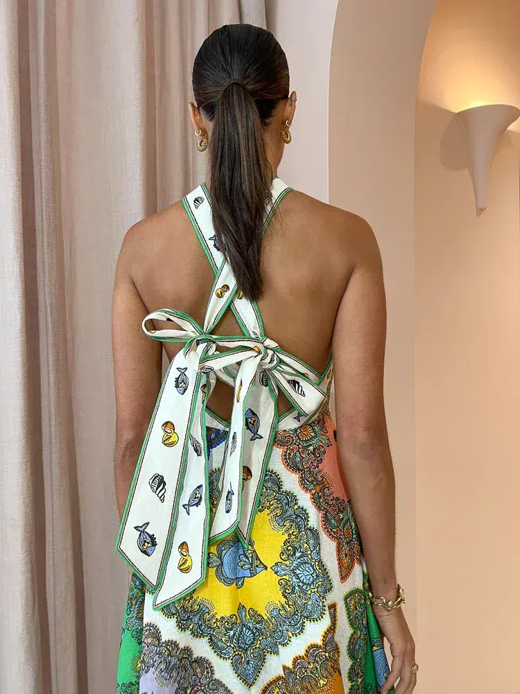 Alemais Trippy Troppo Halter Midi Dress Multi Size 10 - Image 2