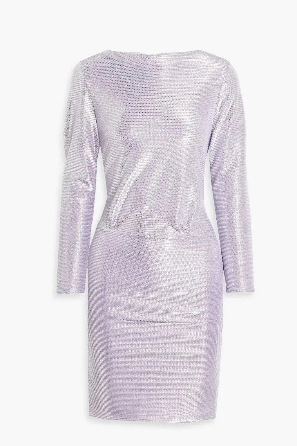 Maje Metallic Printed Ribbed Jersey Mini Dress Lilac Size 8 - Image 4