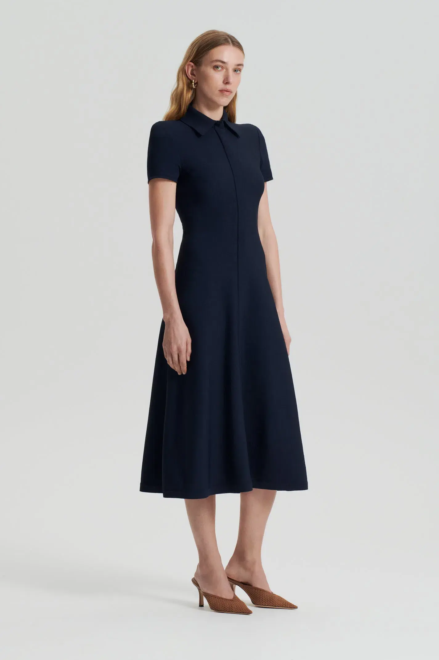 Scanlan Theodore Crepe Knit Zip Shirt Dress in Navy Size M / AU 10 - Image 1