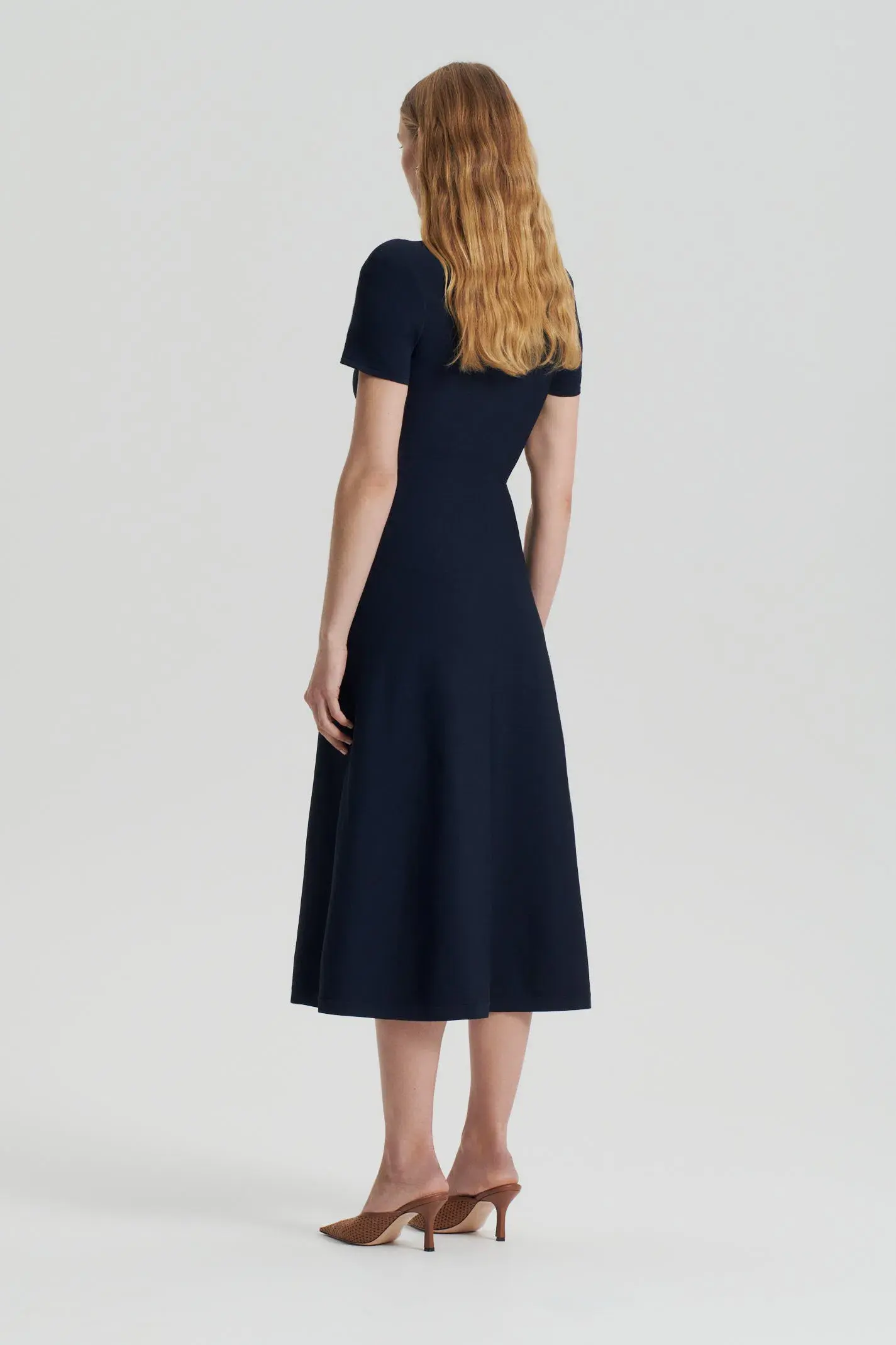 Scanlan Theodore Crepe Knit Zip Shirt Dress in Navy Size M / AU 10 - Image 2