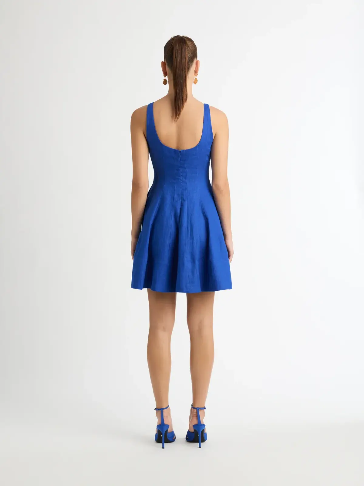 Sheike Santorini Linen Mini Dress Blue Size 14 - Image 3