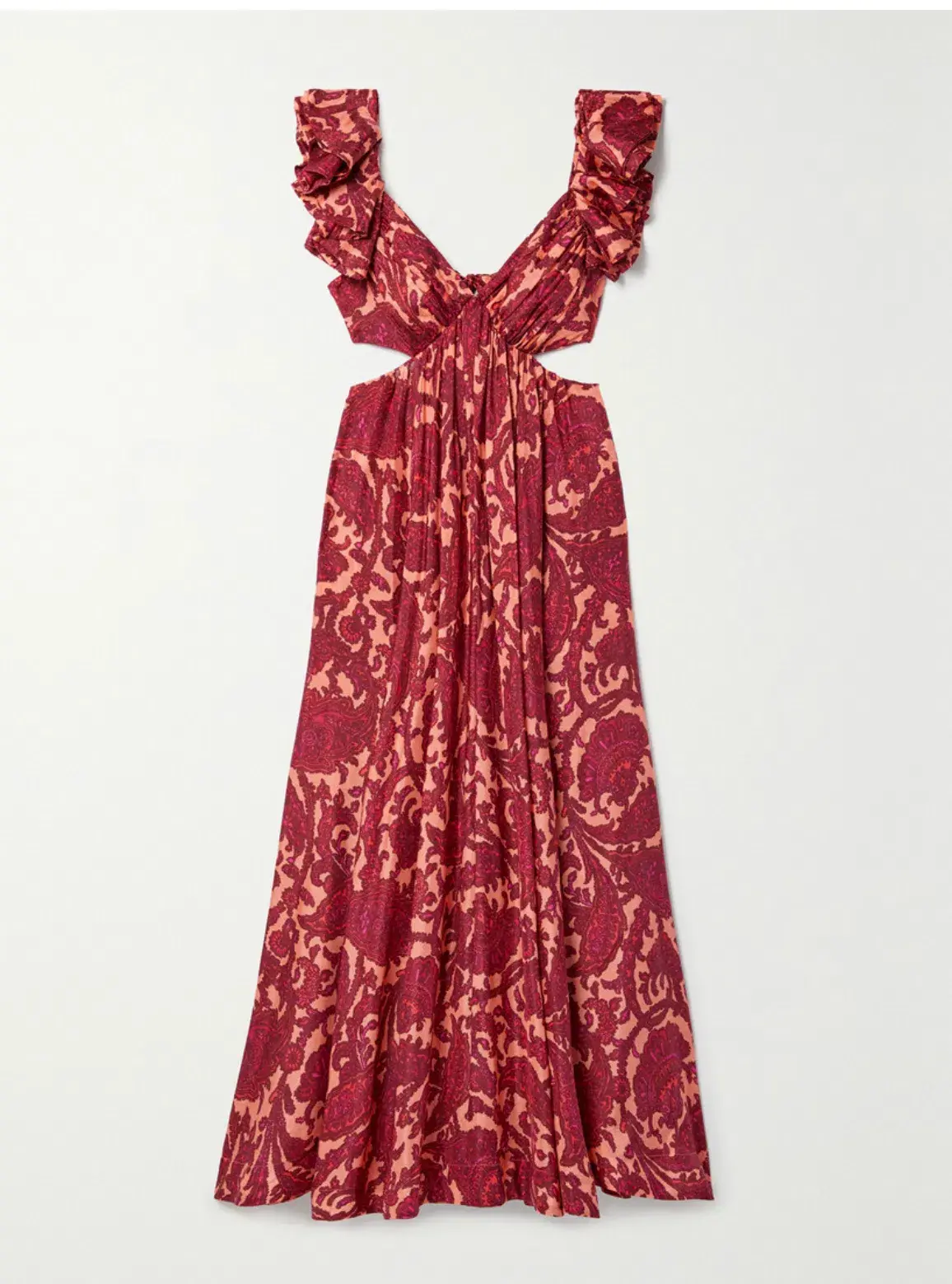 Zimmermann Tiggy Cutout Ruffled Silk Midi Dress Paisley Print 2/AU 12 - Image 3